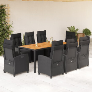 vidaXL 9-delige Tuinset poly rattan zwart