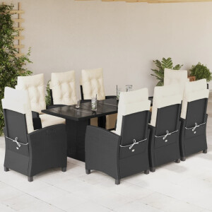 vidaXL 9-delige Tuinset poly rattan zwart