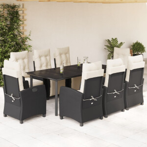 vidaXL 9-delige Tuinset poly rattan zwart