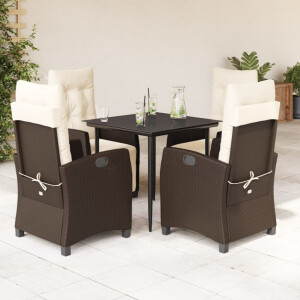 vidaXL 5-delige Tuinset met kussens poly rattan bruin