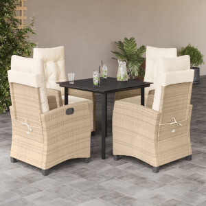 vidaXL 5-delige Tuinset met kussens poly rattan beige