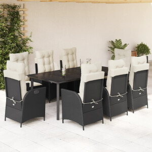 vidaXL 9-delige Tuinset poly rattan zwart