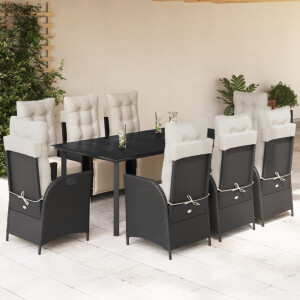 vidaXL 9-delige Tuinset poly rattan zwart