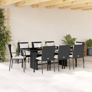 vidaXL 9-delige Tuinset poly rattan zwart
