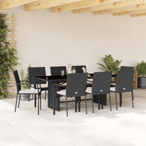 vidaXL 9-delige Tuinset poly rattan zwart