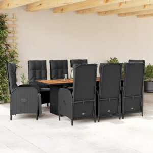 vidaXL 9-delige Tuinset poly rattan zwart
