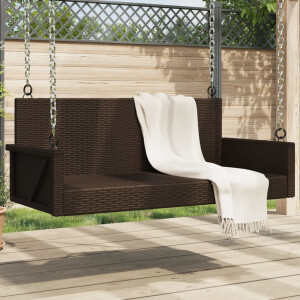 vidaXL Schommelbank 119x56x48 cm poly rattan bruin