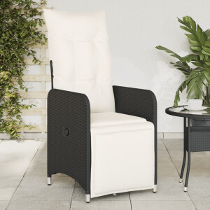 vidaXL Tuinstoelen 2 st verstelbaar met kussens poly rattan zwart