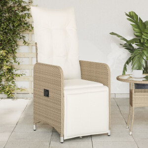 vidaXL Tuinstoelen 2 st verstelbaar met kussens poly rattan beige