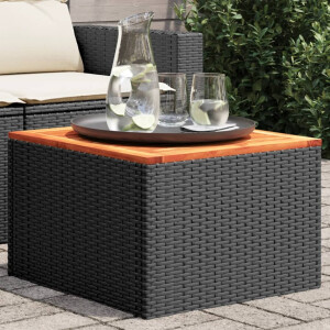 vidaXL Tuintafel zwart 55x55x37 cm poly rattan en acaciahout