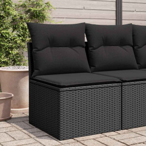 vidaXL Tuinstoel zonder armleuningen met kussens zwart poly rattan