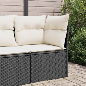 vidaXL Tuinhoekbank met kussens poly rattan zwart