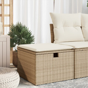 vidaXL Tuinkruk met kussen 55x55x37 cm poly rattan beige