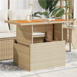 vidaXL Tuintafel 100x55x73 cm poly rattan en acaciahout beige