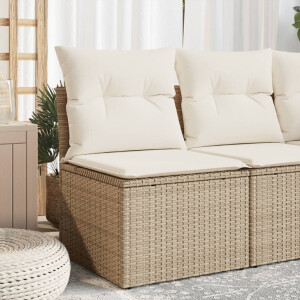 vidaXL Tuinstoel zonder armleuning met kussens poly rattan beige