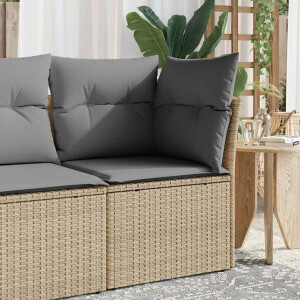 vidaXL Tuinstoel zonder armleuning met kussens poly rattan beige