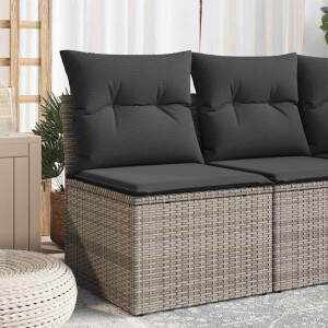 vidaXL Tuinbank zonder armleuning met kussens poly rattan grijs