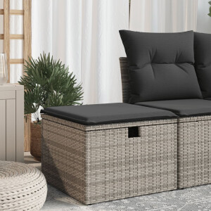 vidaXL Tuinkruk met kussen 55x55x37 cm poly rattan grijs