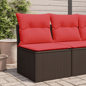 vidaXL Tuinstoel zonder armleuningen met kussens poly rattan bruin