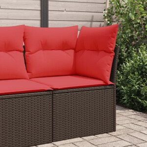 vidaXL Tuinhoekbank met kussens poly rattan bruin
