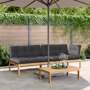 vidaXL 3-delige Loungeset pallet met kussens massief acaciahout
