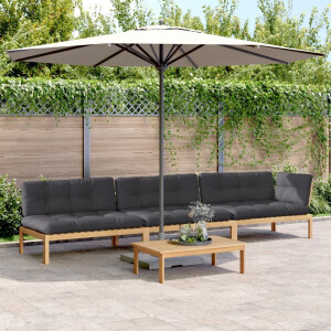 vidaXL 4-delige Loungeset pallet met kussens massief acaciahout