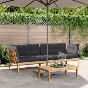 vidaXL Tuinhoekbanken 2 st pallet met kussens massief acaciahout