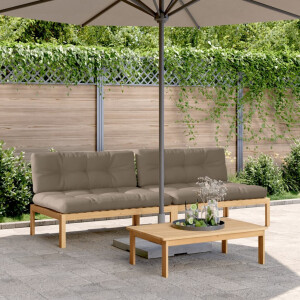 vidaXL Tuinmiddenbanken 2 st pallet met kussens massief acaciahout