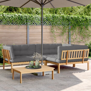 vidaXL 4-delige Loungeset pallet met kussens massief acaciahout