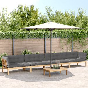 vidaXL 5-delige Loungeset pallet met kussens massief acaciahout