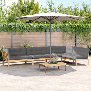 vidaXL 5-delige Loungeset pallet met kussens massief acaciahout