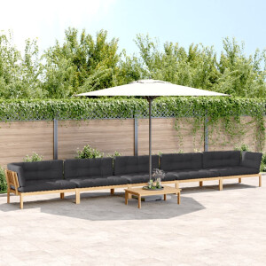 vidaXL 6-delige Loungeset pallet met kussens massief acaciahout