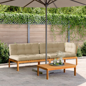 vidaXL 3-delige Loungeset pallet met kussens massief acaciahout