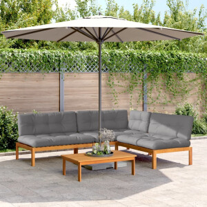 vidaXL 4-delige Loungeset pallet met kussens massief acaciahout
