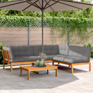 vidaXL 4-delige Loungeset pallet met kussens massief acaciahout