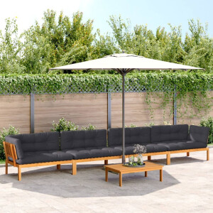 vidaXL 5-delige Loungeset pallet met kussens massief acaciahout