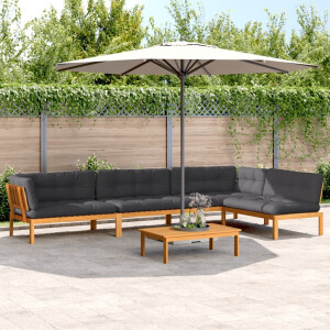 vidaXL 5-delige Loungeset pallet met kussens massief acaciahout