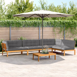 vidaXL 5-delige Loungeset pallet met kussens massief acaciahout
