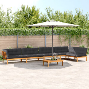 vidaXL 6-delige Loungeset pallet met kussens massief acaciahout