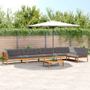 vidaXL 6-delige Loungeset pallet met kussens massief acaciahout