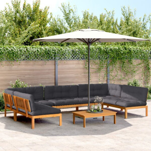 vidaXL 6-delige Loungeset pallet met kussens massief acaciahout