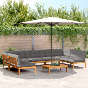 vidaXL 6-delige Loungeset pallet met kussens massief acaciahout