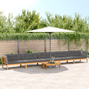 vidaXL 6-delige Loungeset pallet met kussens massief acaciahout