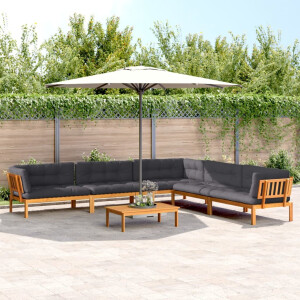 vidaXL 6-delige Loungeset pallet met kussens massief acaciahout