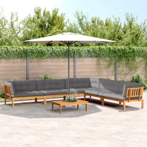 vidaXL 6-delige Loungeset pallet met kussens massief acaciahout