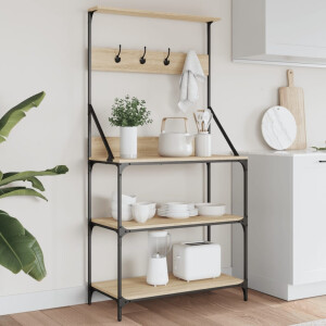 vidaXL Bakkersrek met haken 4-laags bewerkt hout sonoma eikenkleurig