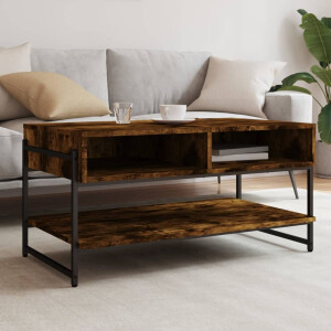 vidaXL Salontafel 90x50x45 cm bewerkt hout gerookt eikenkleurig