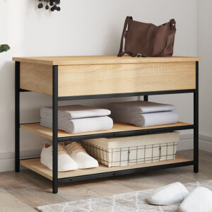 vidaXL Schoenenbankje 70x42,5x50 cm bewerkt hout sonoma eikenkleurig