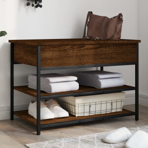 vidaXL Schoenenbankje 70x42,5x50 cm bewerkt hout bruin eikenkleur
