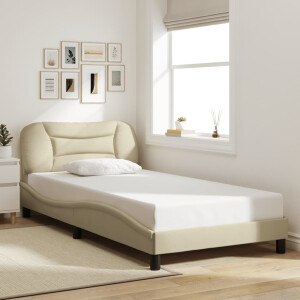 vidaXL Bedframe zonder matras "Hvar" 100x200 cm stof crèmekleurig